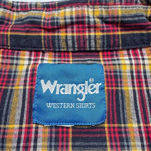 Wrangler Western Shirt Mens XXL Red Black‎ Plaid Cowboy Pearl Snap Farm Ranch - Picture 9 of 13